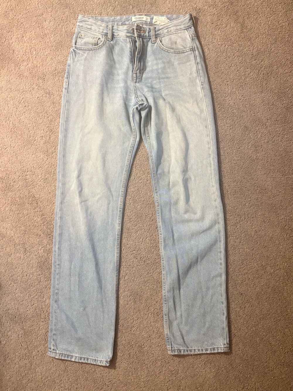 Pull&Bear Light Wash Women’s Straight Leg Jeans - Light Blue
